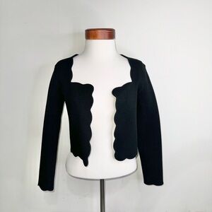 Antonio Berardi Scallop-Edge Open-Front Cardigan Black